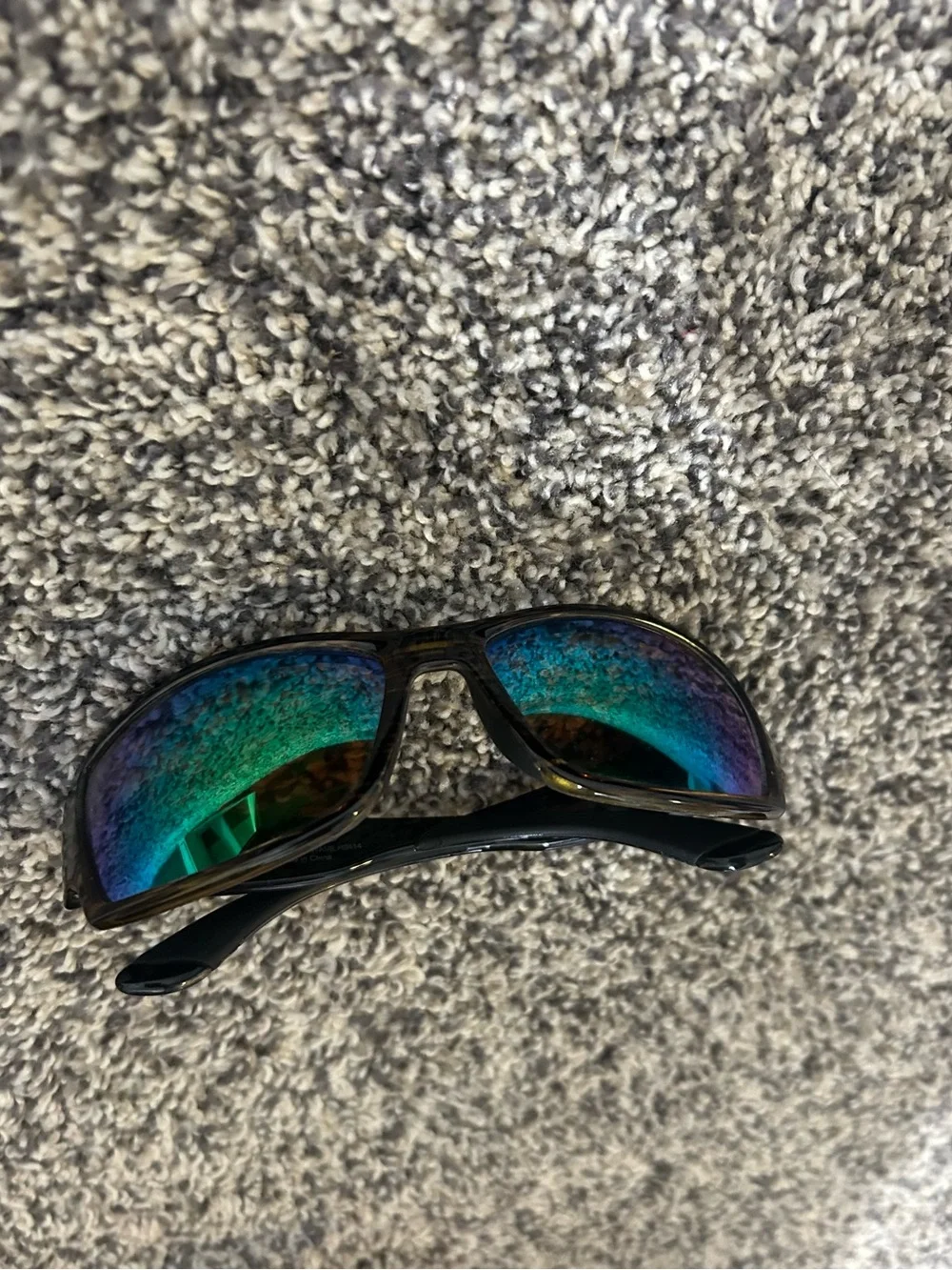 Black Frame fishing glasses with Blue-Green Mirrored Lenses